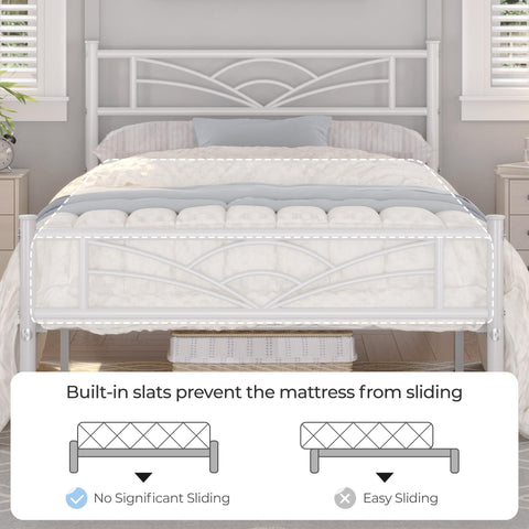 Yaheetech 3ft Single Metal Bed Frame with Cloud-inspired Design, White