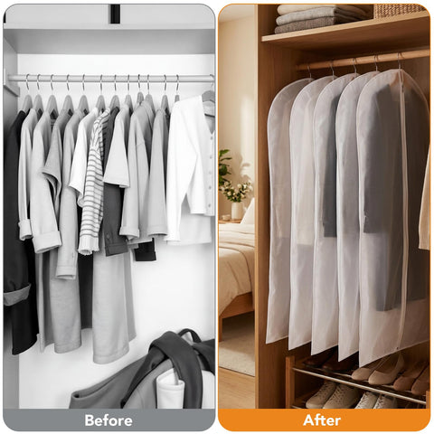 12 Pack Dress Bags Covers Long, 55in PEVA Garment Bags Suit Bags,White Edge