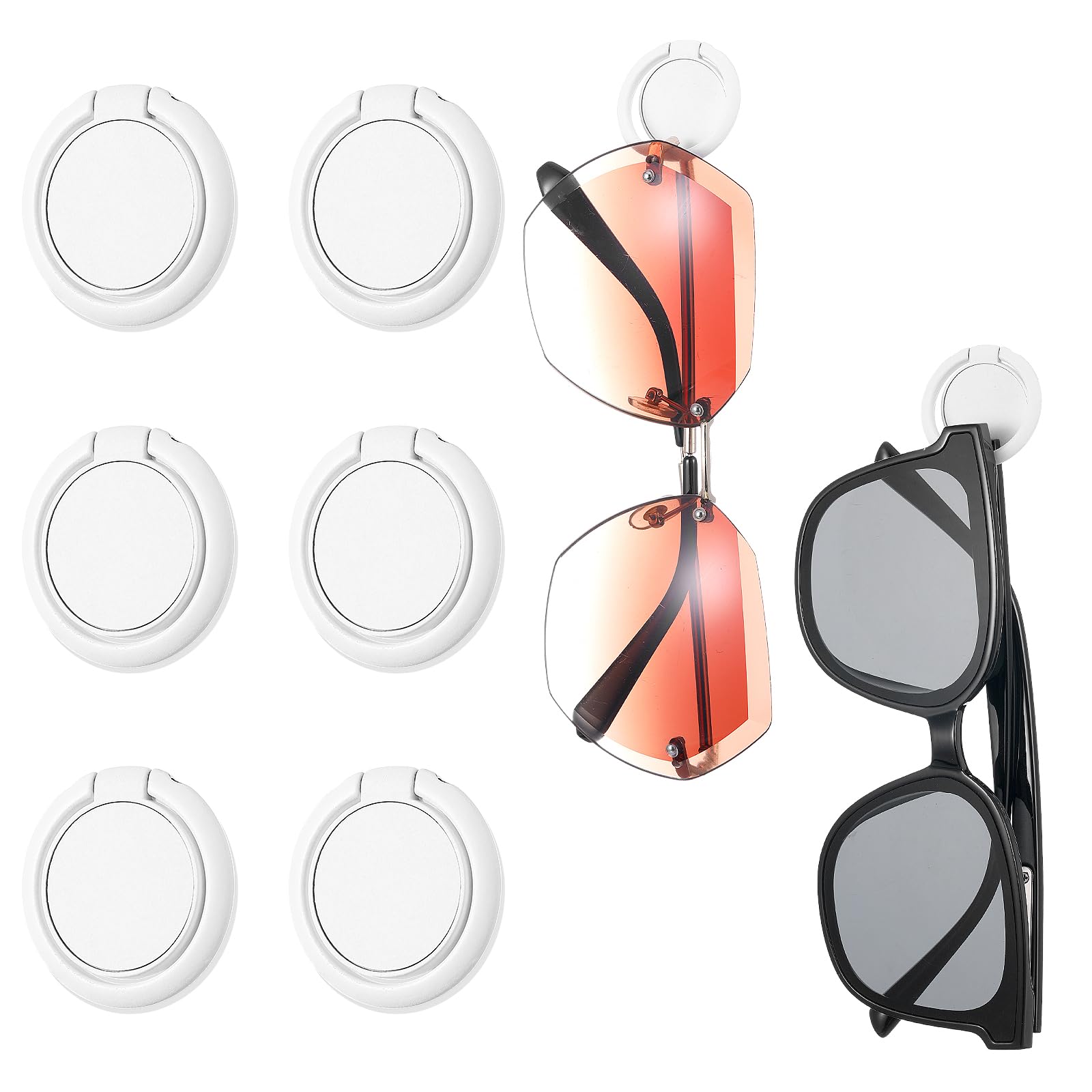 8 Pack Sunglass Organizer Wall Round Wall Mounted Sunglass Holder Hanging Sunglasses Organizer Eyeglass Holder White Sunglass Holder for Wall