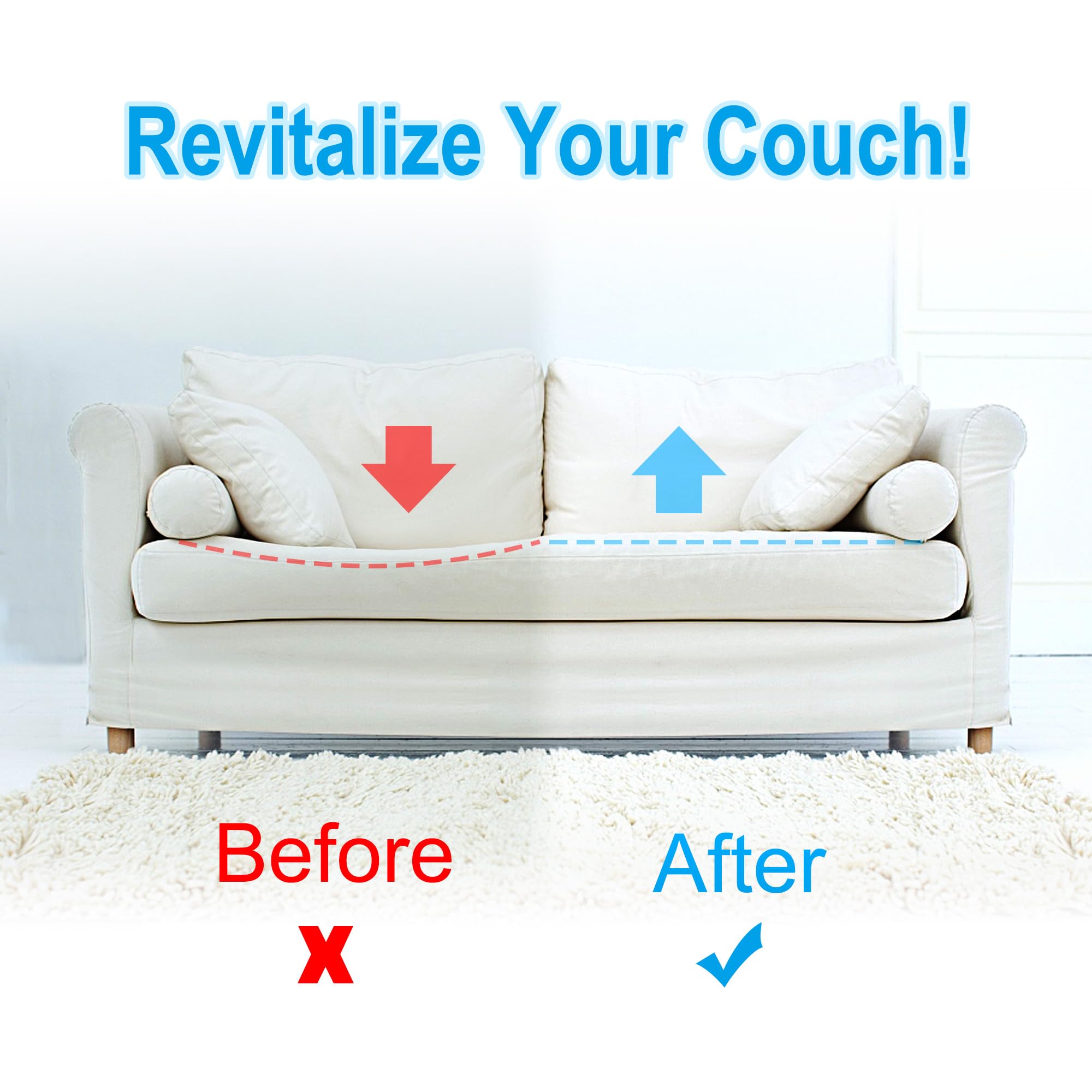 moonoom 20" x 20" Foam Cushion Couch Cushion Support - Living Room Sofa Sag Support