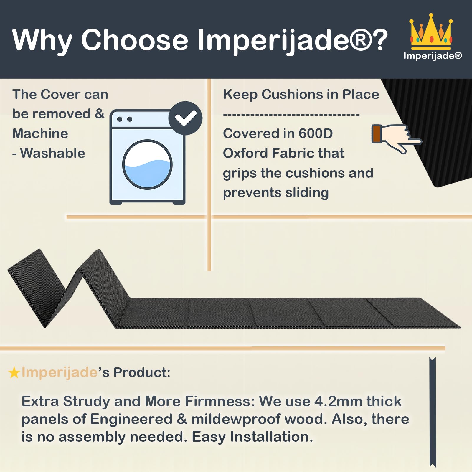 Imperijade® 𝗕𝗲𝘁𝘁𝗲𝗿 𝗦𝗶𝘇𝗲 Sofa Rejuvenator Board | Adjustable | Couch Sofa Cushion Support Board (173X52 cm)