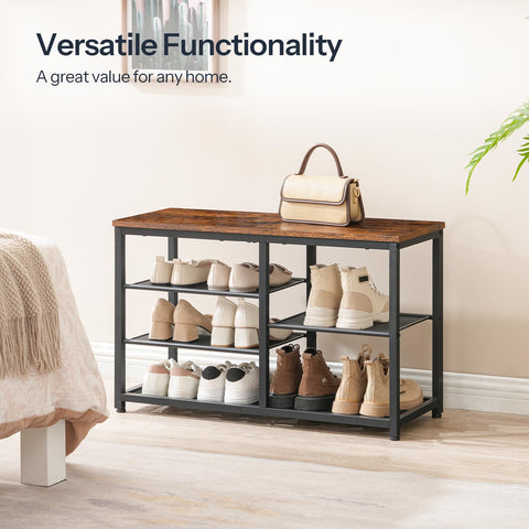 HOOBRO Shoe Bench with Seat, 5-Tier Shoe Rack Bench, Shoe Storage Organizer, 80 cm Shoe Storage Bench for Entryway, Hallway, Space Saving