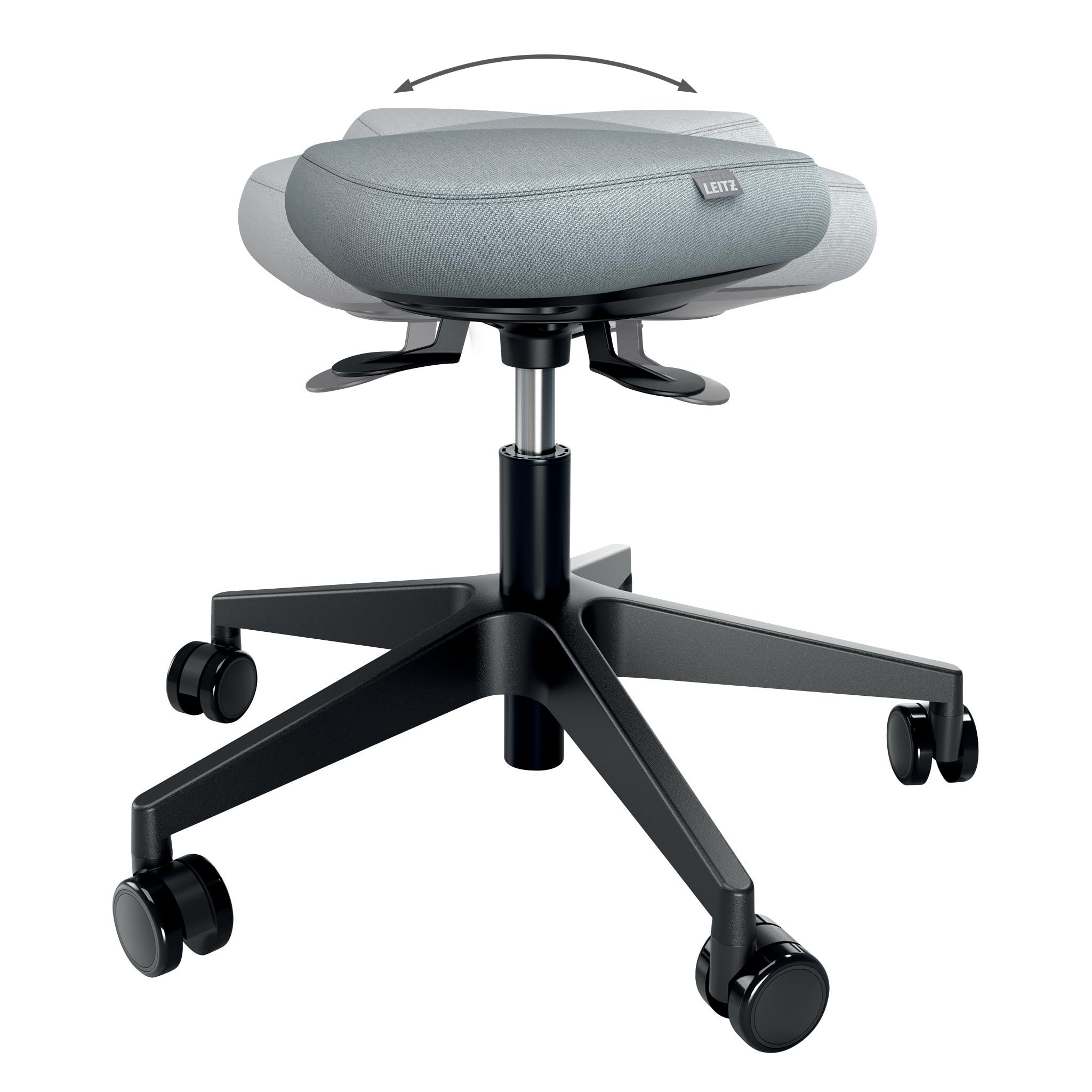 Leitz Ergo Active Height Adjustable (47-60cm) Wobble Stool On Wheels - Dual Density Foam Seat Cushion, Ergonomic Saddle Stool for Home, Office