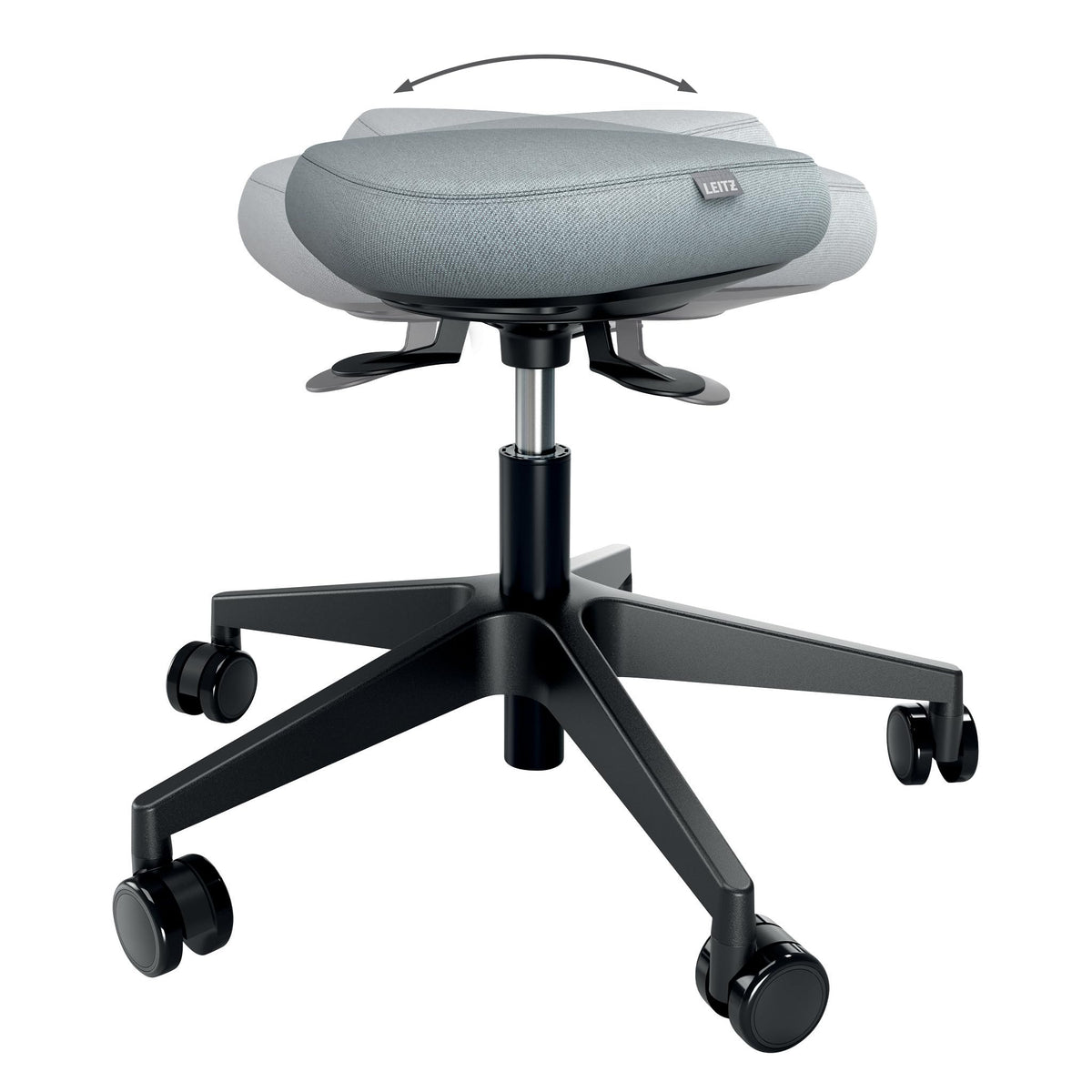 Leitz Ergo Active Height Adjustable (47-60cm) Wobble Stool On Wheels - Dual Density Foam Seat Cushion, Ergonomic Saddle Stool for Home, Office