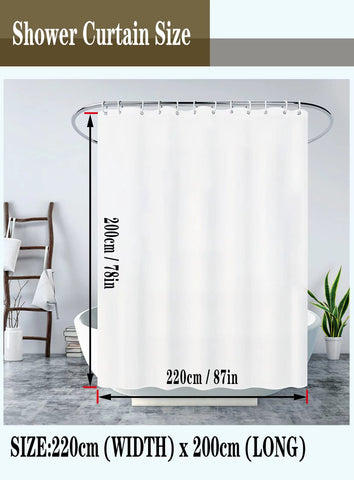 GONOVE Shower Curtain for Bathroom 220 x 200cm Mildew Resistant Waterproof Polyester Fabric Shower Curtain Liner Long Washable Bath Curtain with