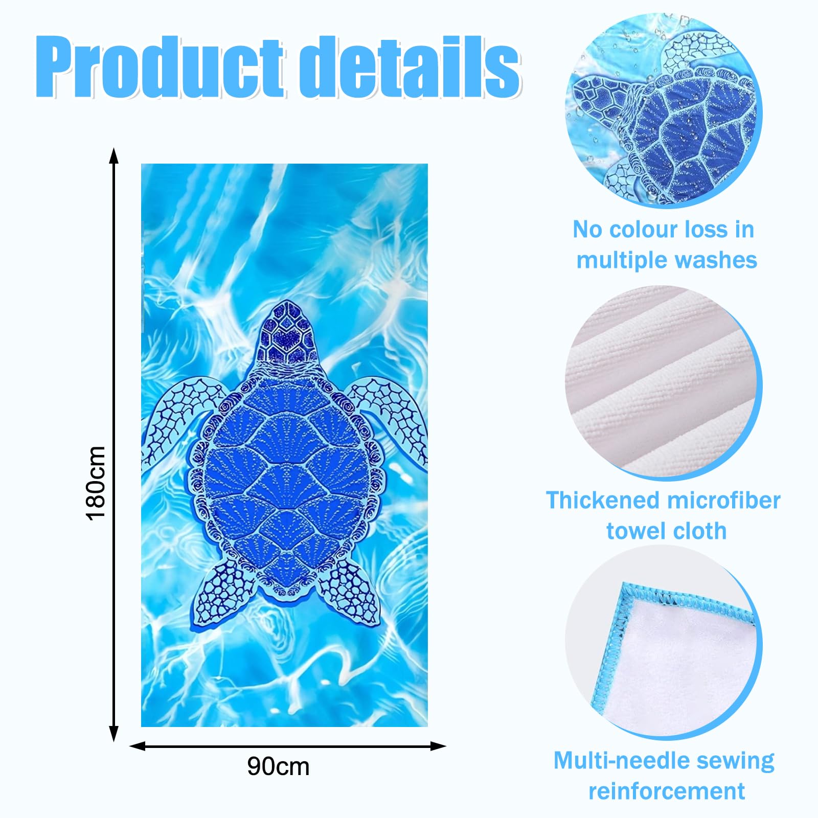 EDLMKM Beach Towel, Microfibre Beach Towels for Adults Extra Large, Quick Dry Microfibre, Compact and Thin Sports Towel Yoga Gym for Women Men