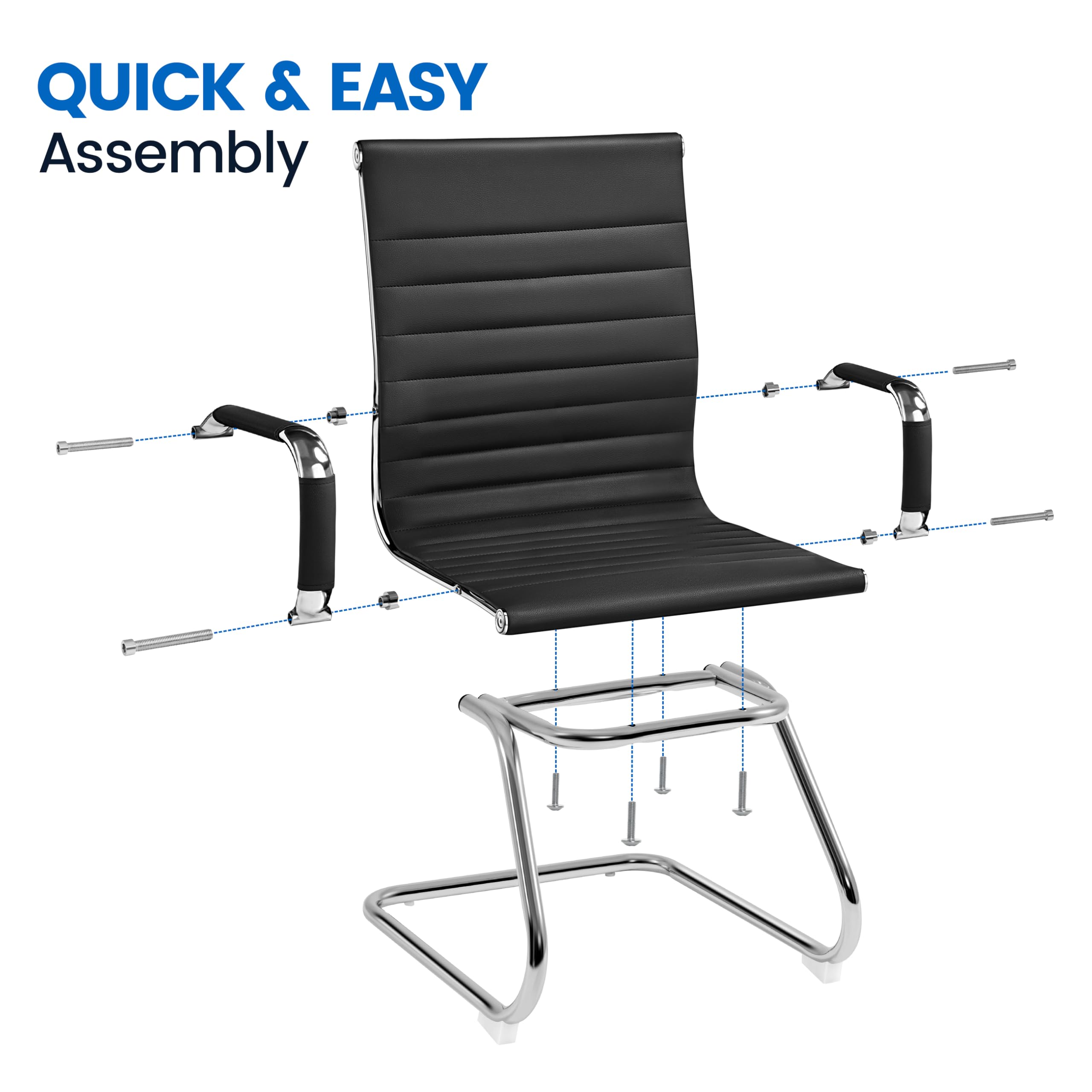 Yaheetech Faux Leather Dining Chair Ergonomic Office Chair, Black