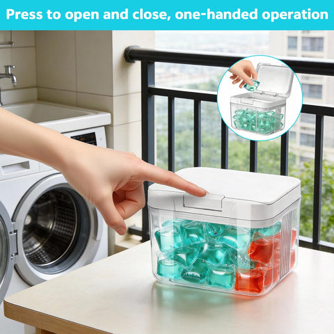 Yimomoyi Laundry Pods Container with Press-and-Pop Lid