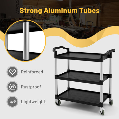 GiantexUK 3 Tier Service Cart, Large Kitchen Storage Trolley with Lockable Wheels and Ergonomic Handles, Rolling Utility Carts for Dining Room
