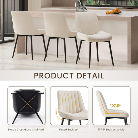 COLAMY Velvet Dining Chairs Set of 6, Velvet Chairs for Dining Room with Metal Legs and Thick Seat Cushion