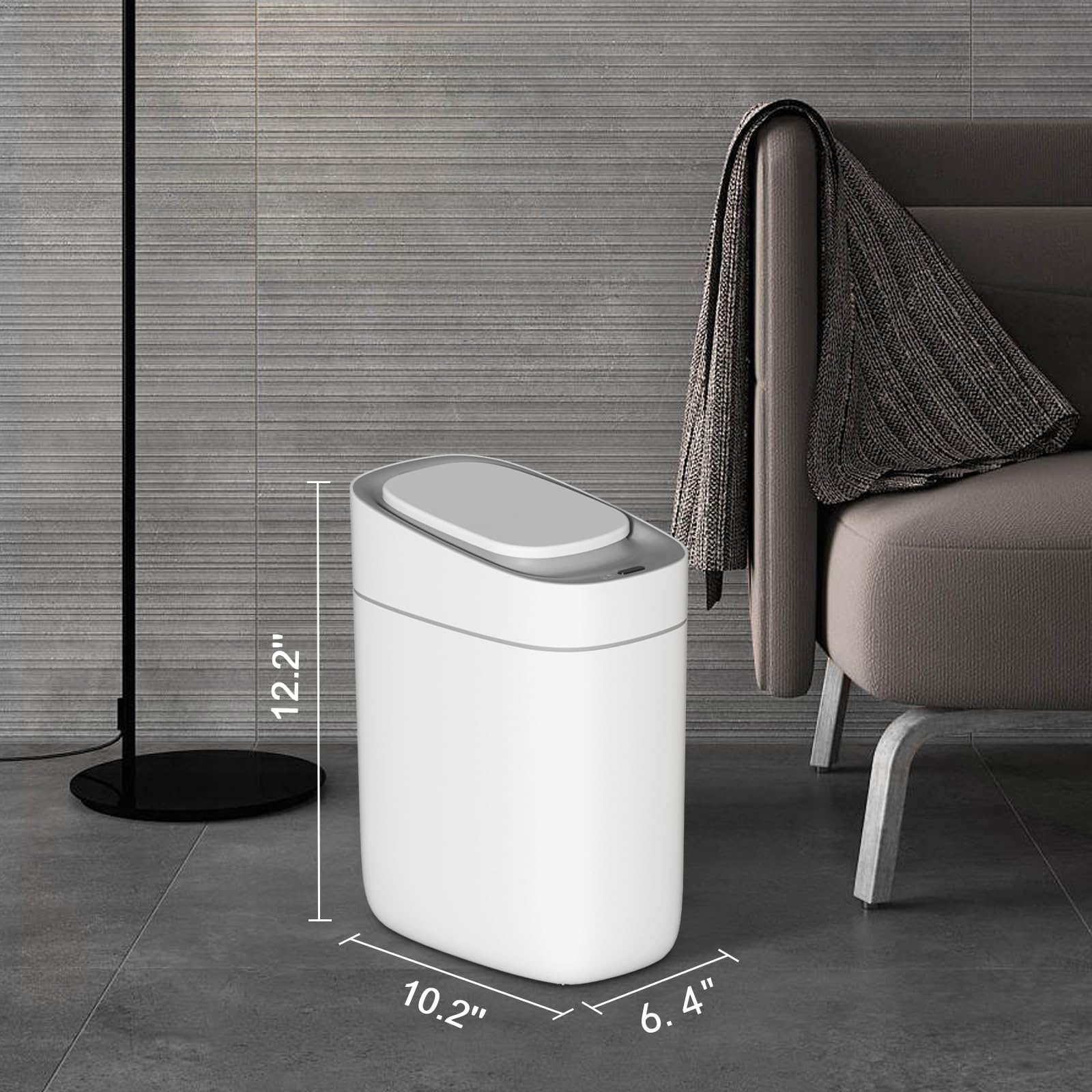 ELPHECO Automatic Bathroom Trash Can with Lid 2.5 Gallon Slim Sensor Garbage Can, 9L Narrow Plastic Trash Bin