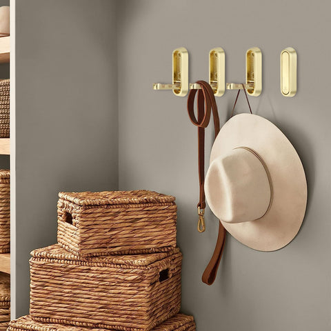 SYZOW Folding Coat Hooks, 4PCS Black Wall Hooks for Hanging Coats Bathroom Towel Hooks Hardware Heavy Duty Robe Hooks Wall Mounted DIY Coat Rack