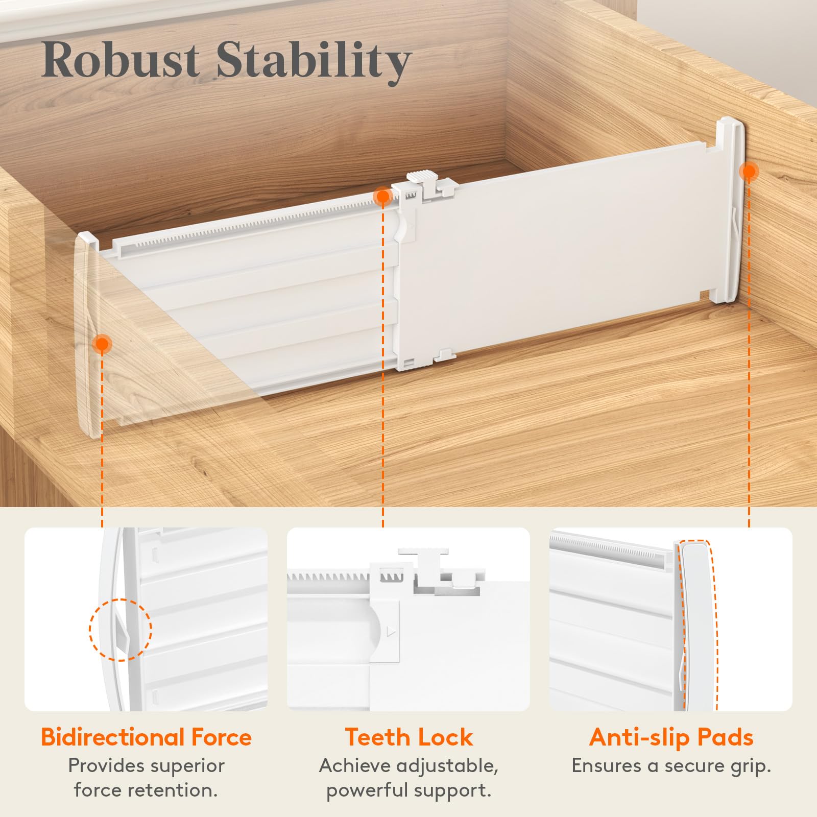 Lifewit 4 Pack 5" High Drawer Dividers 30-47cm/11.5-18.5" Adjustable Drawer Dividers for Clothes, Expandable Kitchen Drawer Dividers Organisers