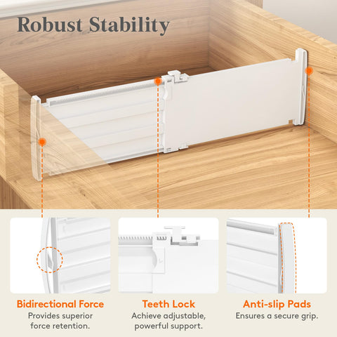 Lifewit 4 Pack 5" High Drawer Dividers 30-47cm/11.5-18.5" Adjustable Drawer Dividers for Clothes, Expandable Kitchen Drawer Dividers Organisers