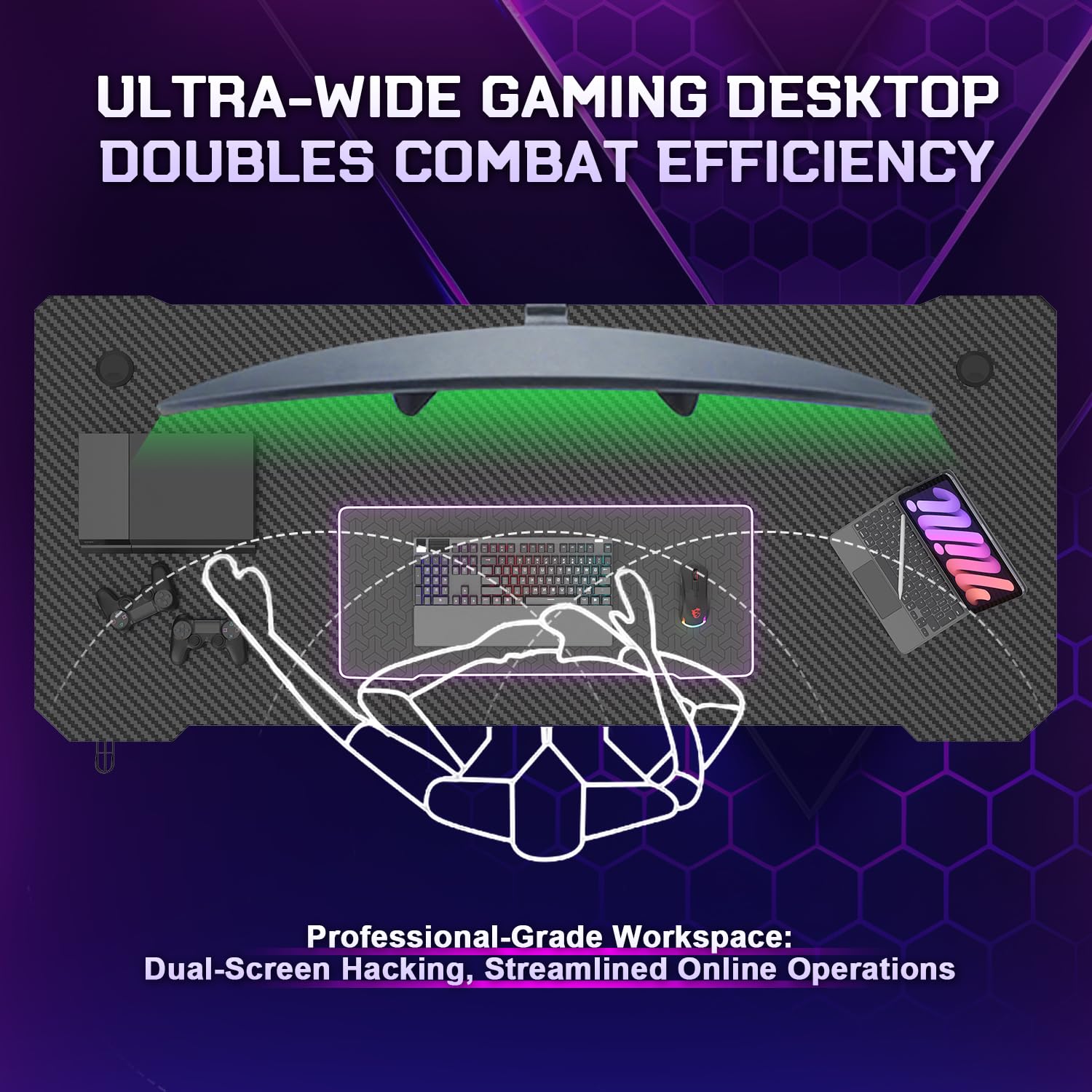JUMMICO Gaming Desk 120 x 60 cm, Z Shaped Gaming Table Computer Desk PC Gamer Desk for Home Office, Gaming Desk with Headphone Hook, Black