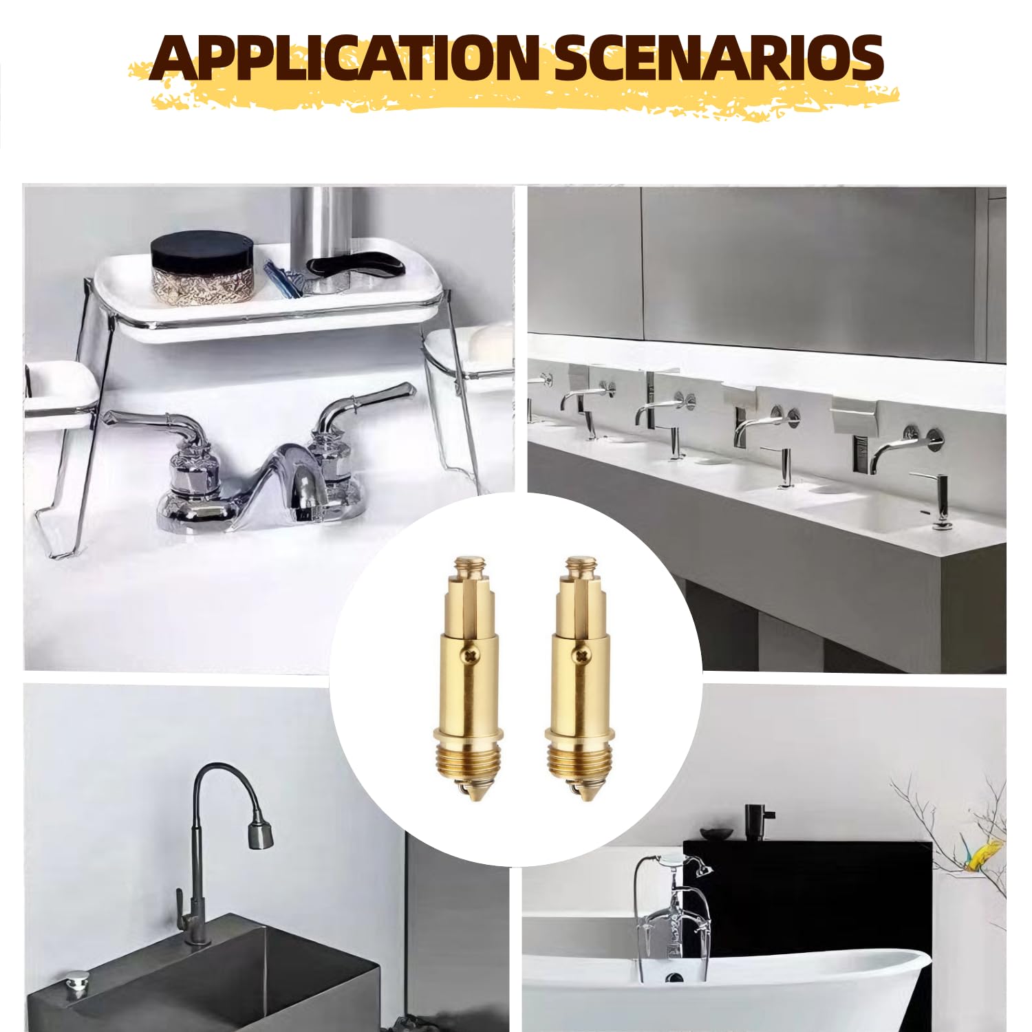 Juliyeh 2 Pcs Basin Pop Up Click Clack Brass Plug Bolt, Sink Basin Bath Pop Up Click Clack Slotted Plug Bolt Assembly Internal Spring Brass Plug Bolt