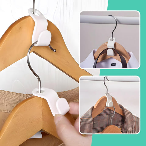 70-Pack White Clothes Hanger Connector Hooks - Space-Saving Wardrobe Organizer Accessories for Closet Efficiency, Compatible with Various Hangers