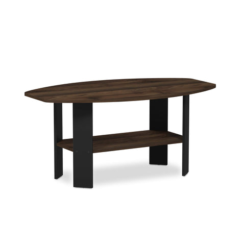 Furinno SIMPLE DESIGN Coffee Table, Small Coffee Table wih Open Shelf, Side Table, for Living Room, Home Office, Columbia Walnut