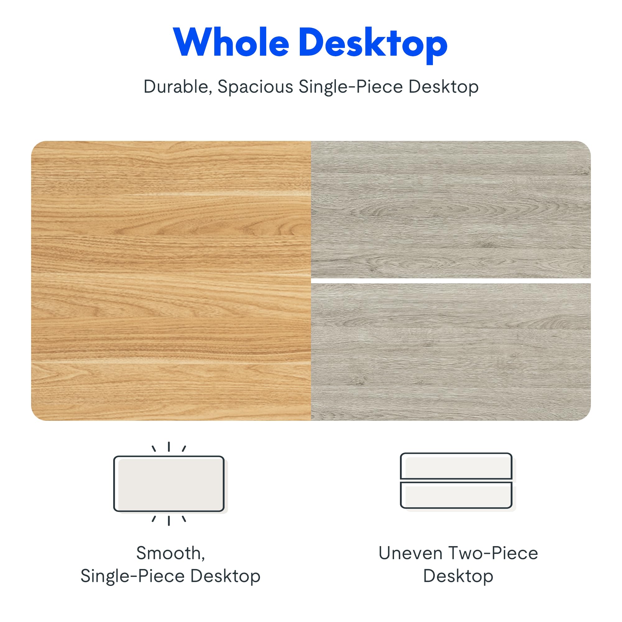 FLEXISPOT ONE PIECE Electric Standing Desk Height Adjustable Sit Stand Up Desk with Memory Smart Panel (White Frame+120x60cm White Desktop)