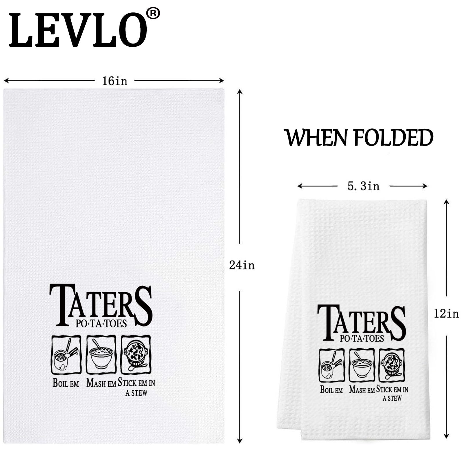 LEVLO Funny Potato Tater Kitchen Towel (Taters Potatoes)