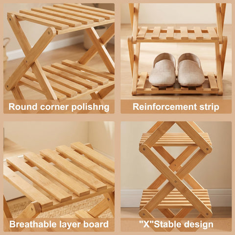Kiss Me Vertical Shoe Rack, Portable Folding Wooden Storage Rack