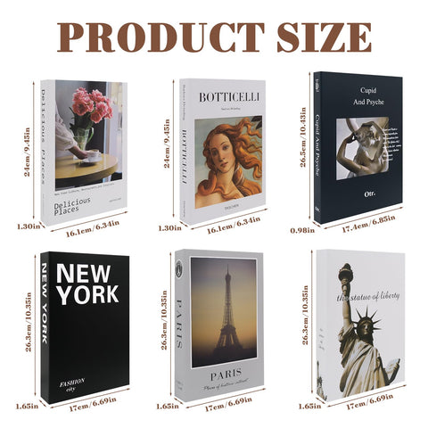 6 PCS Decorative Fake Books Set, Fashion Hardcover Display Books Foldable Faux Books for Home Decor for Coffee Table Bookshelf Office and Living Room