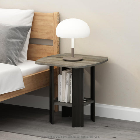 Furinno TIDUR Night Stand, Open Shelf Design Nightstand with Storage Shelf, Round Corner Bedside Table, End Table, Side Table, for Bedroom