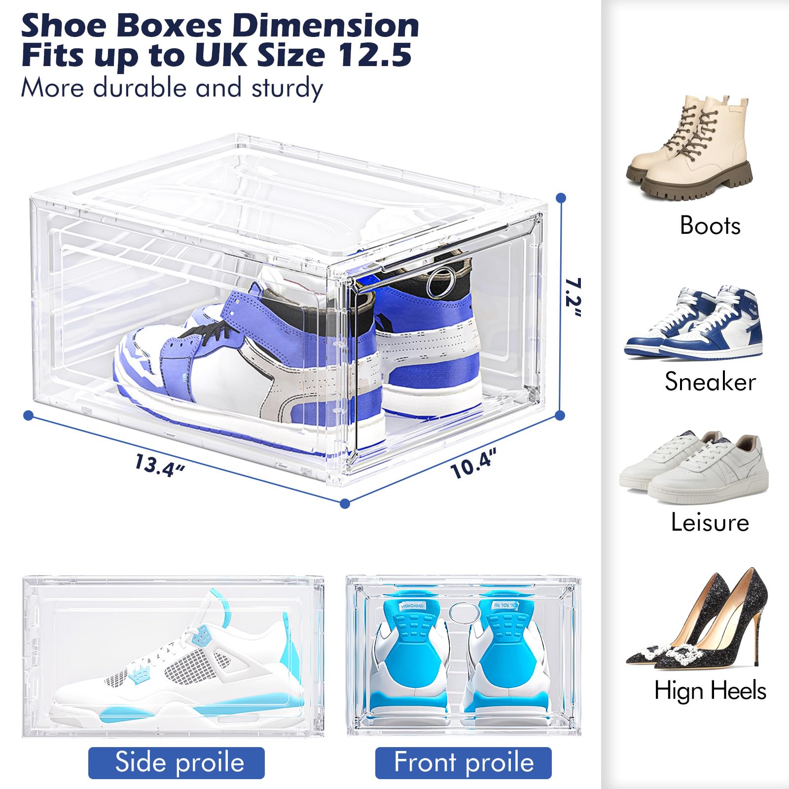 TidyTrove Shoe Storage Box, 6 Pcs Shoe Box Clear Plastic Stackable