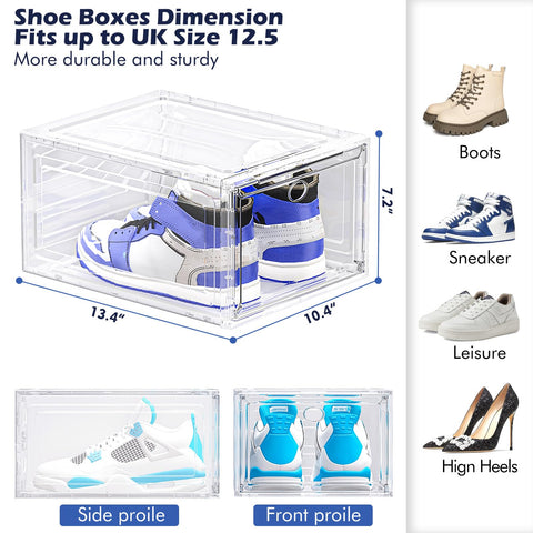 TidyTrove Shoe Storage Box, 6 Pcs Shoe Box Clear Plastic Stackable