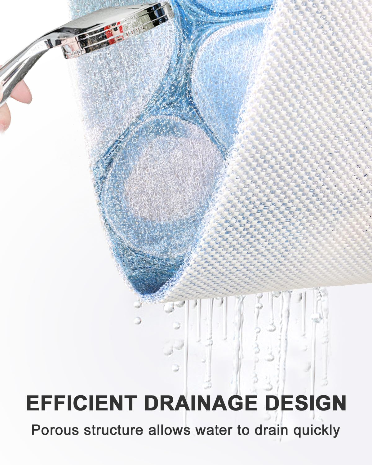 Non Slip Shower Mats for Inside Shower Tray-60x60cm Quick Drain Square Shower Mat,Soft PVC Loofah Shower Mats Non Slip Anti Mould for Elderly
