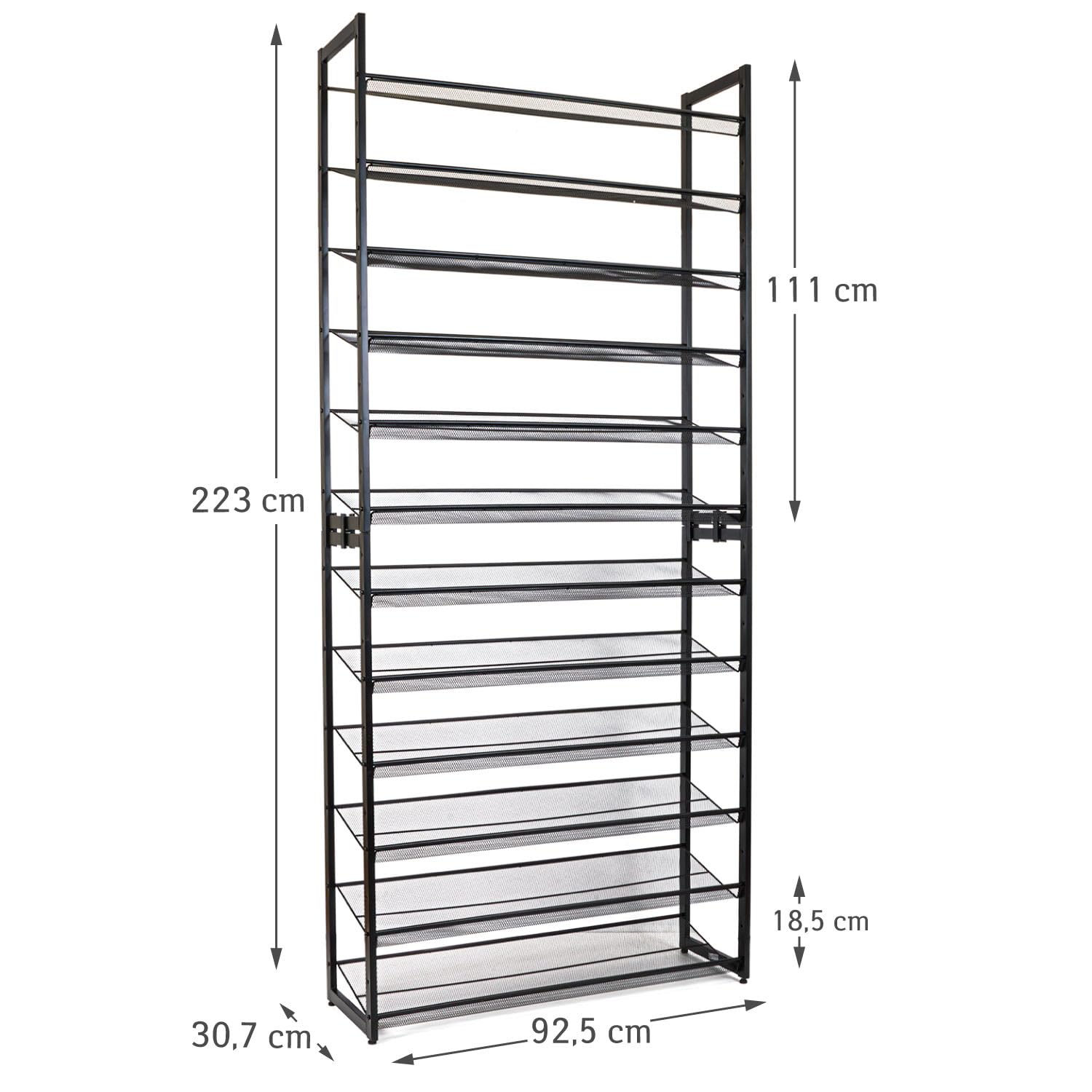 Tatkraft Eiffel - Metal Shoe Rack, 12 Tiers, Holds 60 Pairs, Up to 120 kg