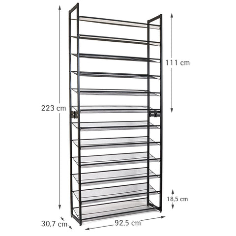 Tatkraft Eiffel - Metal Shoe Rack, 12 Tiers, Holds 60 Pairs, Up to 120 kg