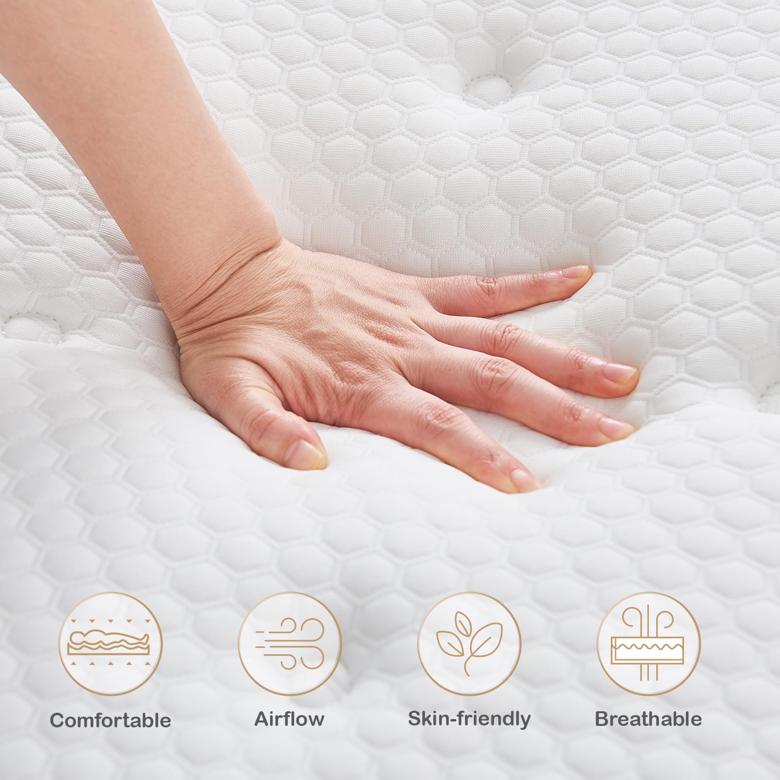 Hiepunos Single Mattress,10.2 INCH Hybrid Memory Foam and Individually Pocket Spring,3FT Single Bed Mattress Medium Firm,Ergonomic Pressure