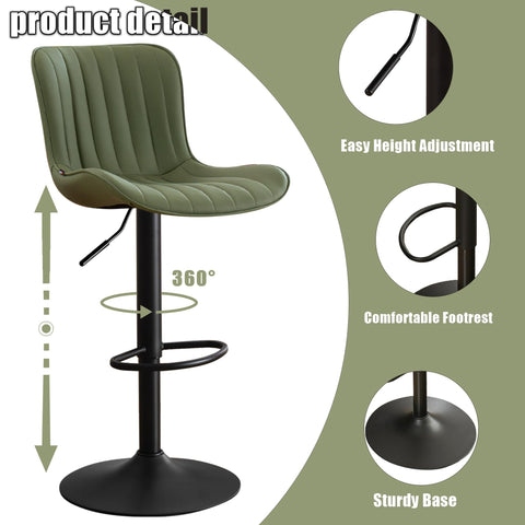 Kidol&Shellder Bar Stools Set of 2 Modern Breakfast Bar Stools, Green