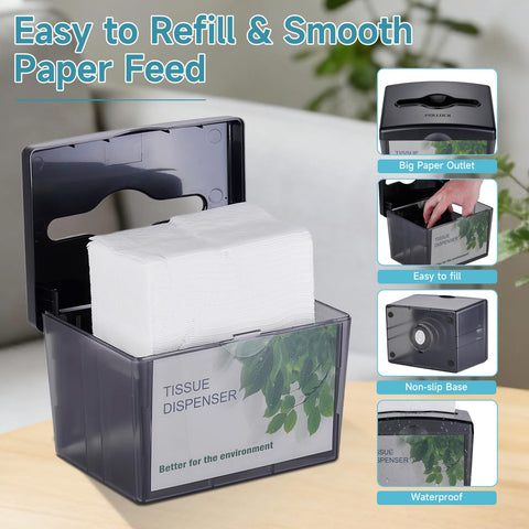 Pollock Countertop Napkin Dispenser, Multifold Paper Towel Dispenser Black