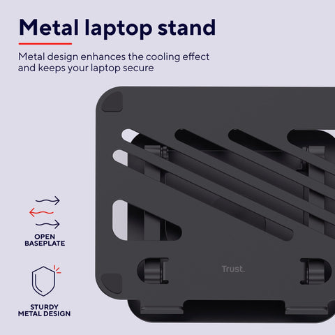 Trust Zeff Ergonomic Laptop Stand for Desk with 360 Degrees Rotation, Black