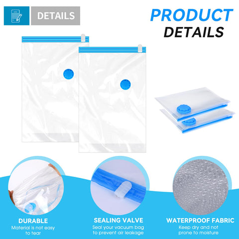 2Pack Vacuum Storage Bags for Clothes, 40x60cm Travel Space Saver