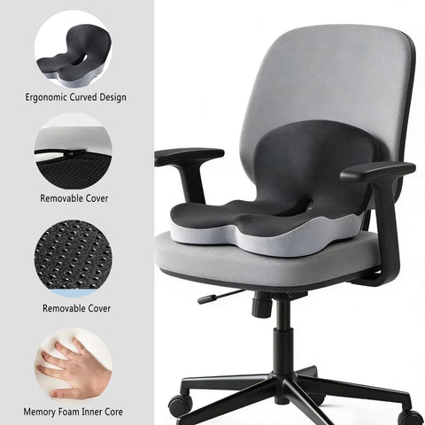 Senaire Seat Cushion & Lumbar Support Pillow, Memory Foam Car Seat Cushion for Tailbone Pain Relief, Coccyx Sciatica Pressure Relief