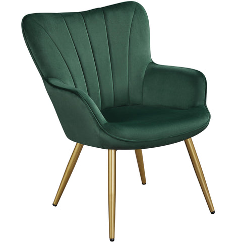 Yaheetech Modern Tub Chair Velvet Fabric Armchair with High Back, Green