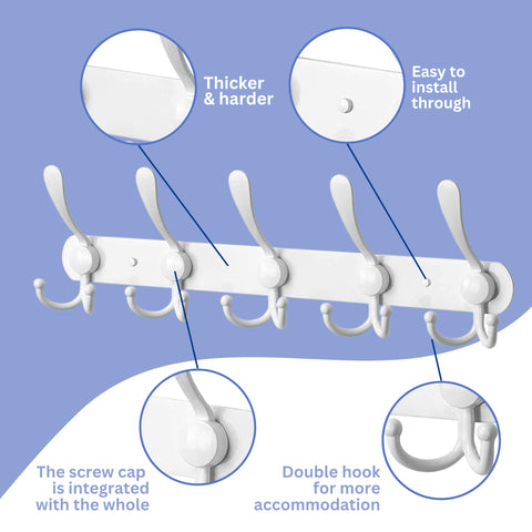 GlazieVault Coat Hooks for Wall - Stainless Steel Coat Racks (2 Pack) - Heavy Duty Coat Hook Wall Mounted