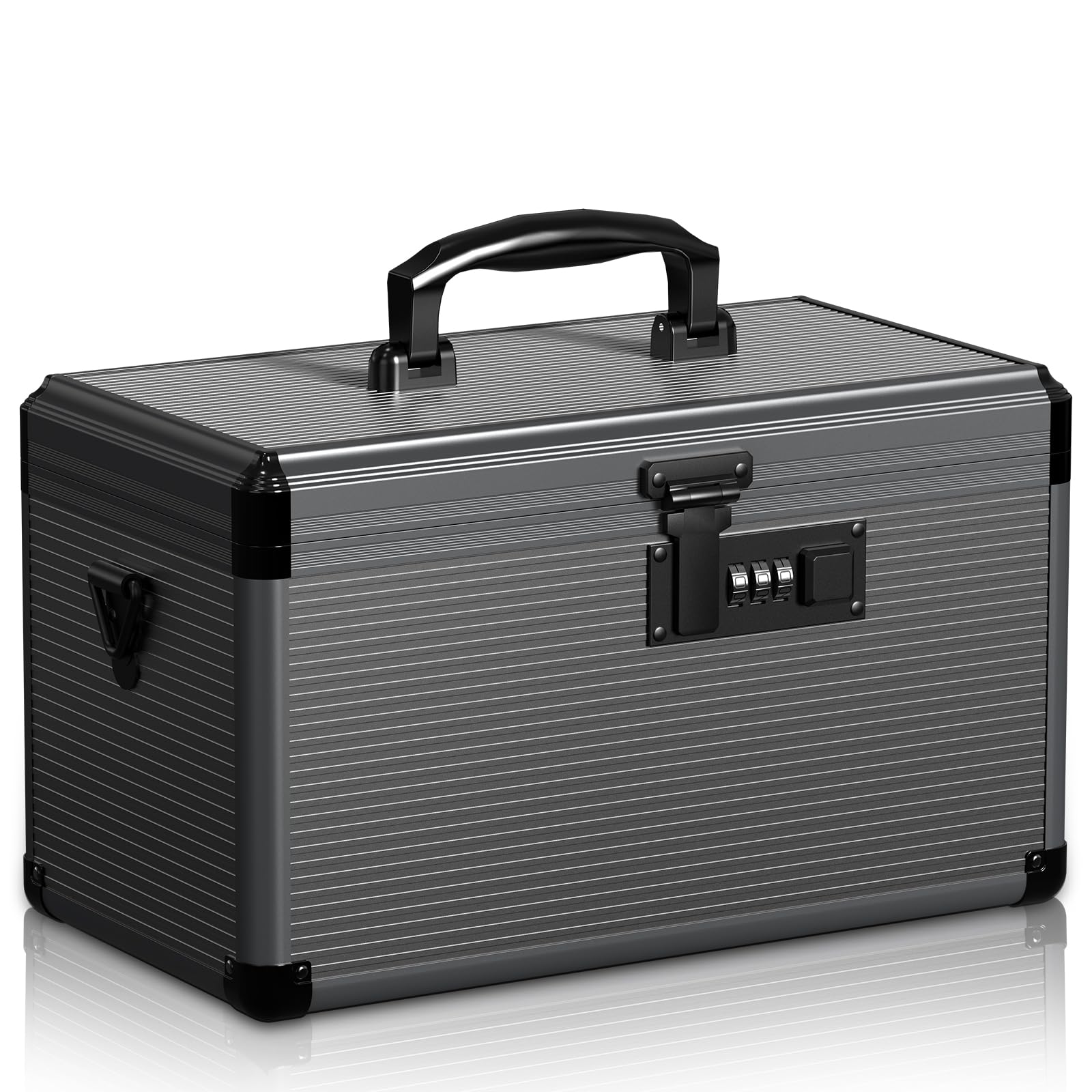 Lockbako Medicine Lock Box with Code, Lockable Medicine Box with Removable Tray & Pocket Bag