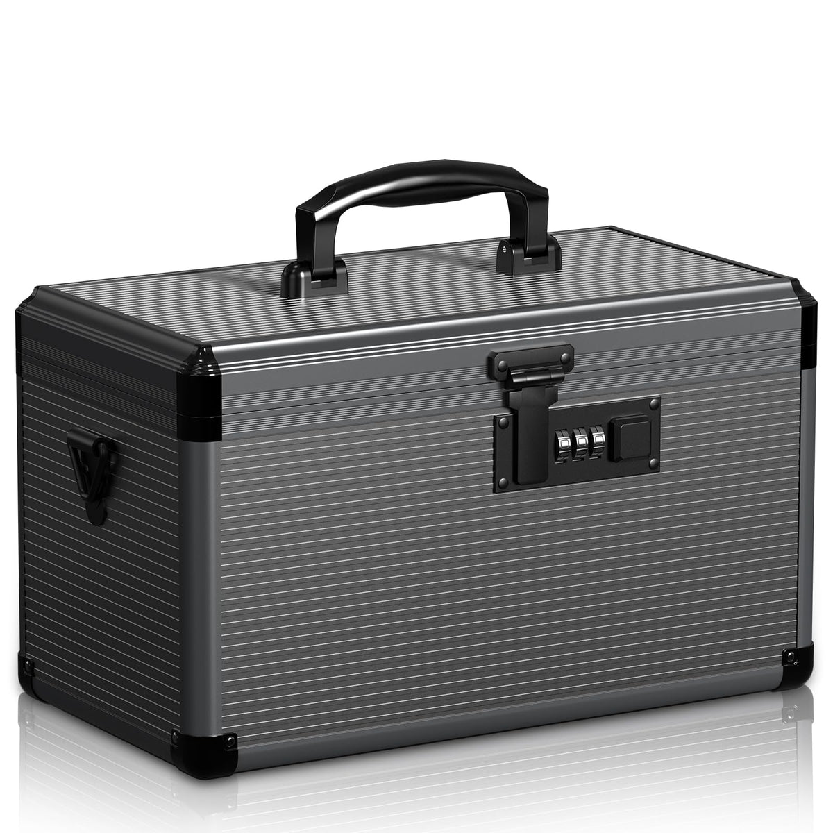 Lockbako Medicine Lock Box with Code, Lockable Medicine Box with Removable Tray & Pocket Bag