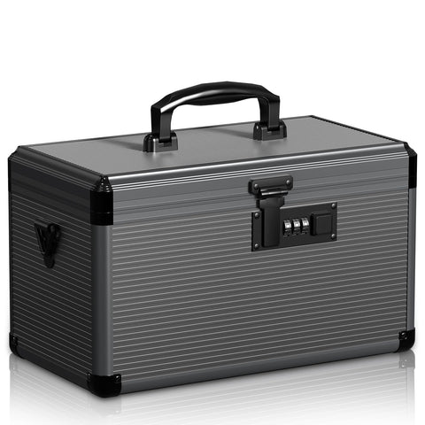 Lockbako Medicine Lock Box with Code, Lockable Medicine Box with Removable Tray & Pocket Bag