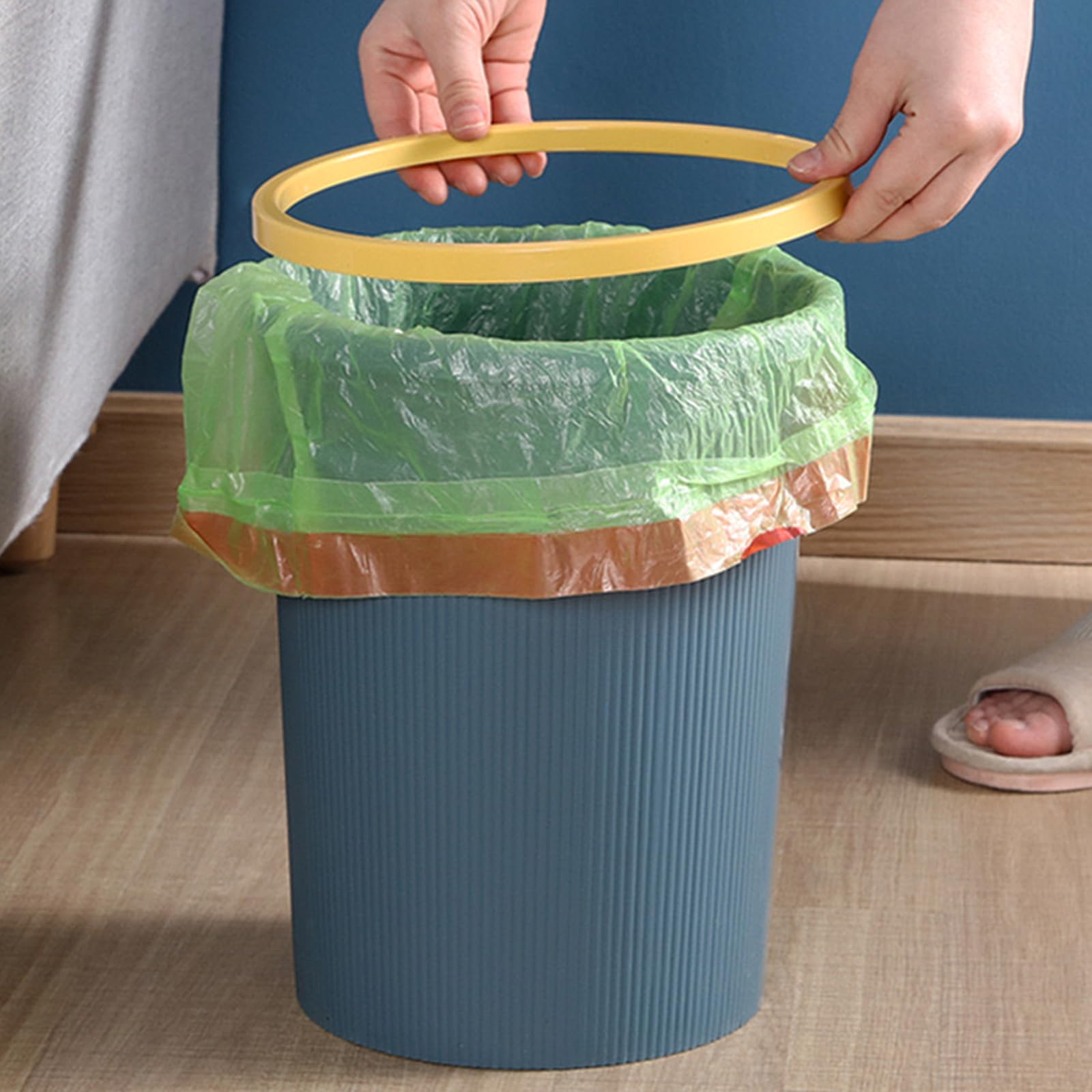 ASelected 16L Plastic Waste Paper Basket, Blue Round Small Trash Can Wastebasket Garbage Paper Bin For Kitchen Home, Bedroom, Bathroom, Cabinet