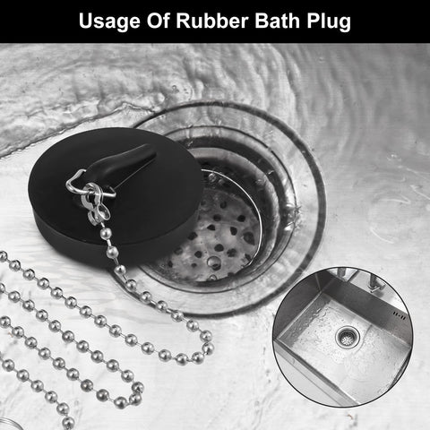 Fuyamp 2 Pcs Drain Stopper Sink Plug, Universal Bath Plug with Stainless Steel Chain and S-Shaped Hook,Drain Stopper For Bathtub Sink Bathroom