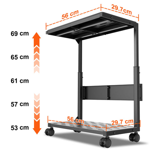 Aquzee PC Stand, Adjustable Computer Tower Stand, Black Heavy Duty Metal Under Desk CPU Floor Stand on Wheels, PC Case Trolley for Carpet
