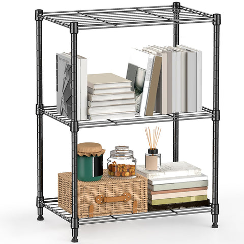 M MZG Height Adjustable Shelves,Heavy Duty Wire Pantry Shelving for Tool Sheds, Garage, and Storehouse,Metal, Grey,3 tier 30 x 45 x 67 cm