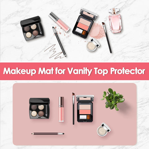 Dressing Table Mat Protector for Makeup Vanity, 60x30cm, Pink and Silver