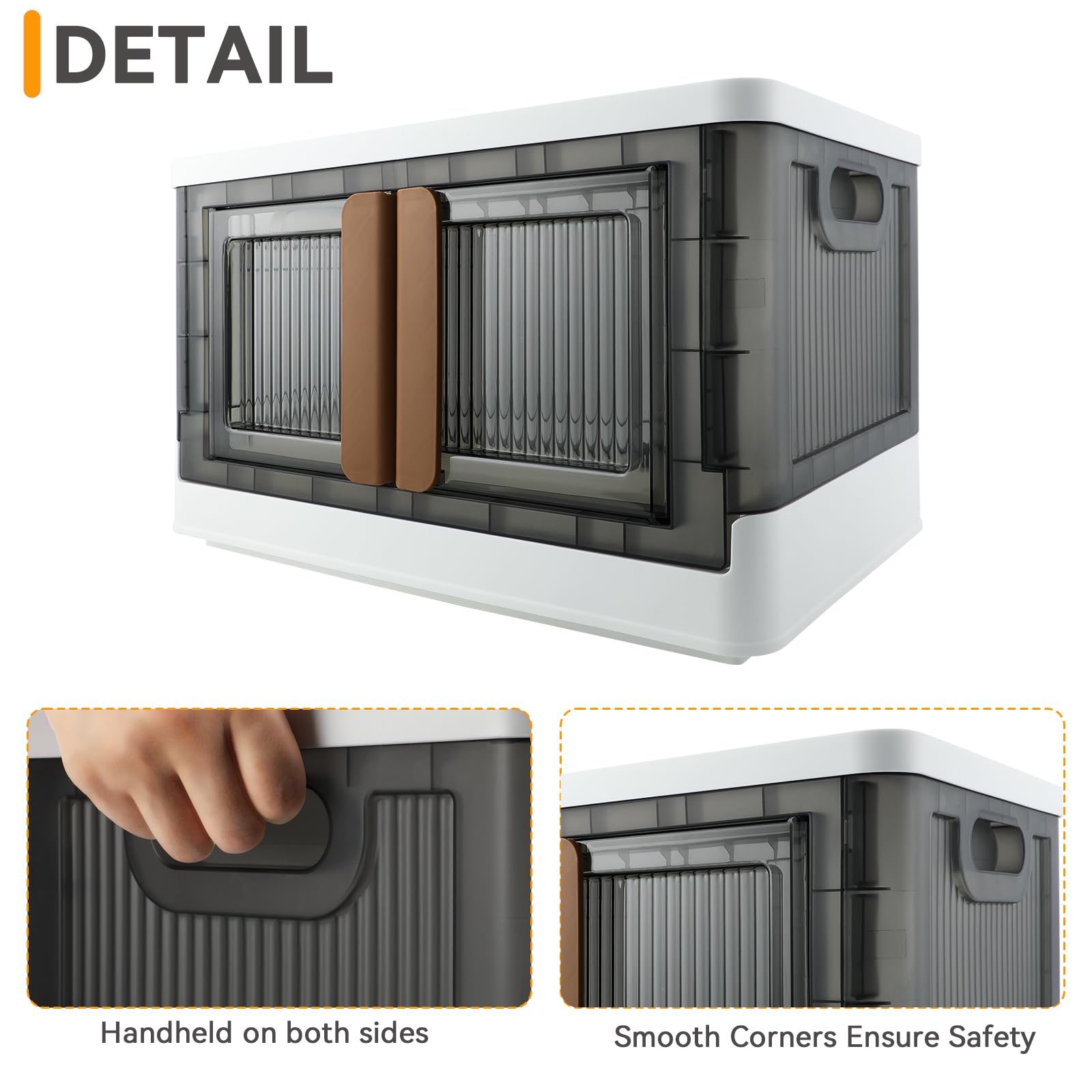 AssHMKIT Storage Cabinet with Lids, 8.4 Gallon (32L) Each One, 4 Pack, Stackable, Useful Box With Double Door, Bottom Wheels, Foldable, Dustproof