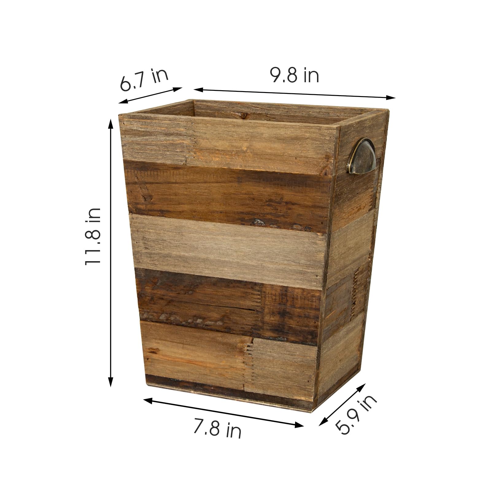 Venalys Small Wooden Waste Paper Bin Trash Can, Farmhouse Decorative Garbage Can Wastebasket